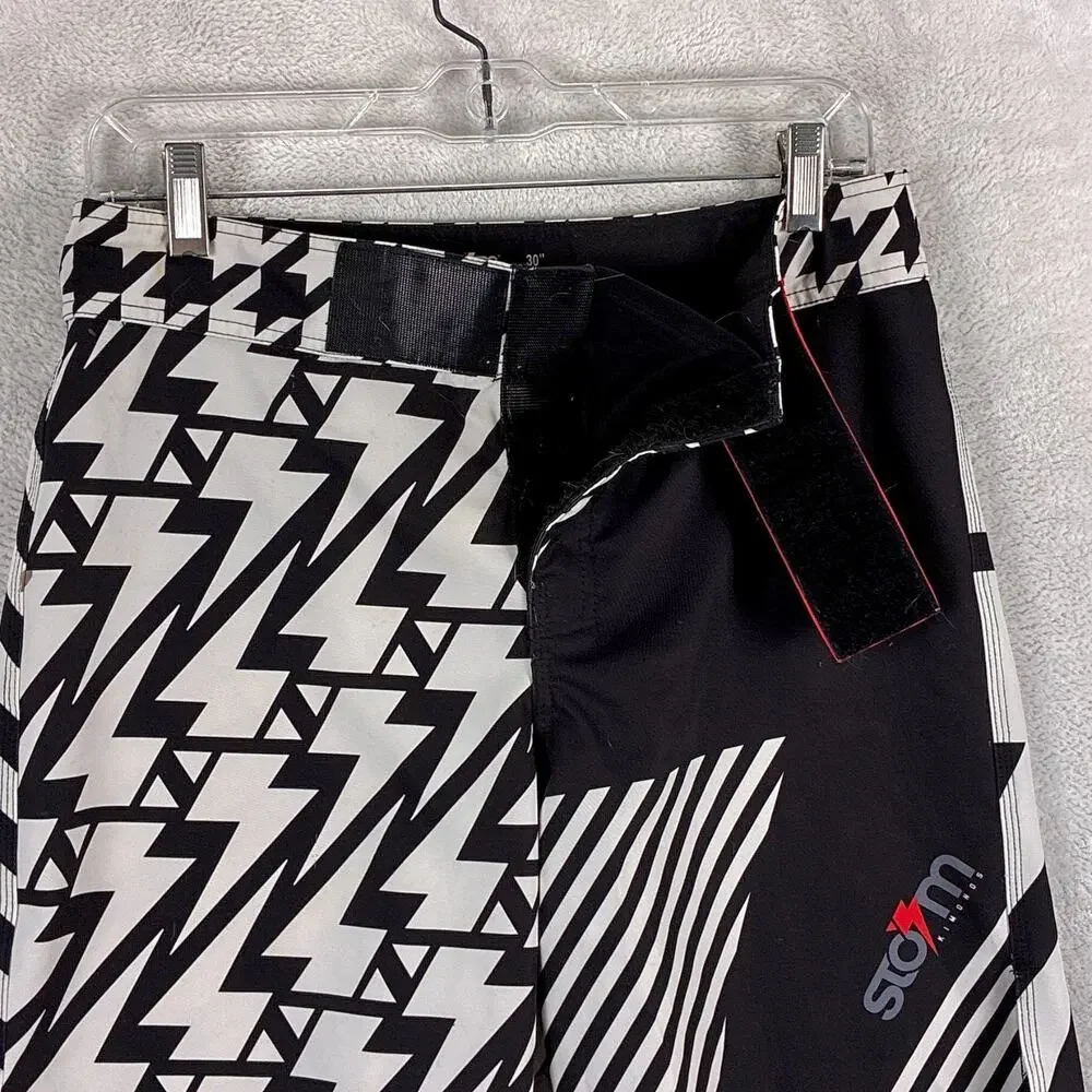 Storm Kimonos Shorts Mens 30 Black White Combat UFC BJJ Jiu Jitsu Grappling MMA